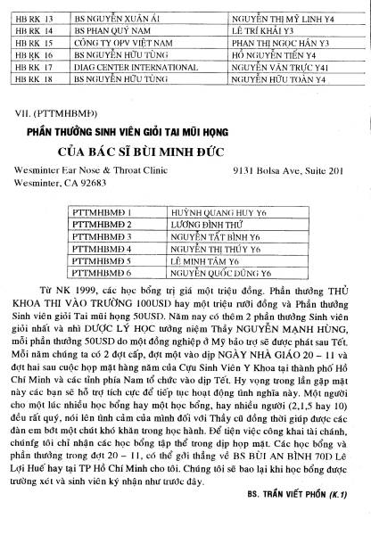 Ky Yeu cuu sinh vien Dai Hoc Y Khoa Hue 2000-2001 / Page 87